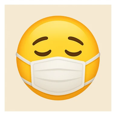 yellow face with medical mask sticker