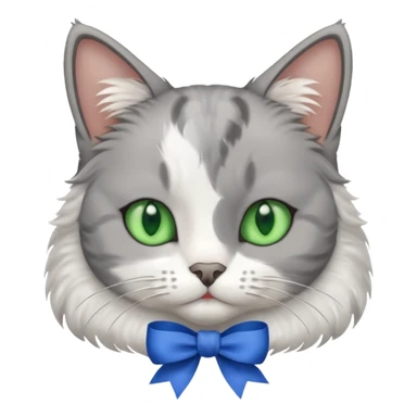 cat with blue ribbon on ear sticker