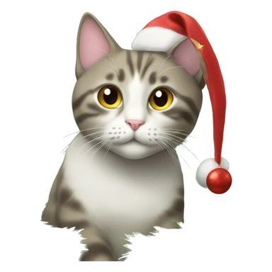Cat decorating Christmas tree  sticker