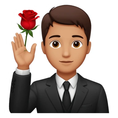 Hombre alzando la mano con una rosa sticker