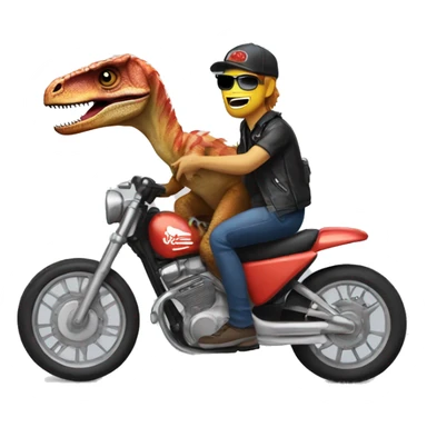 Velociraptor riding a motorcycle with Mr Beast stickers on it but the velociraptor is adorable sticker