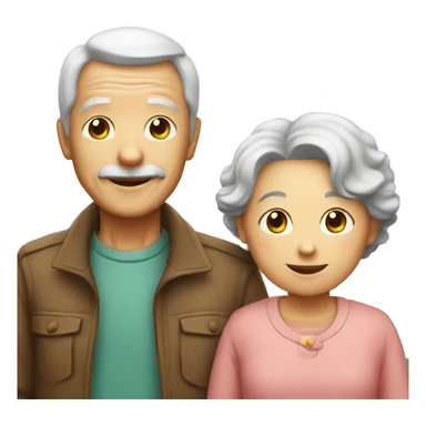 old couple and a young child sticker