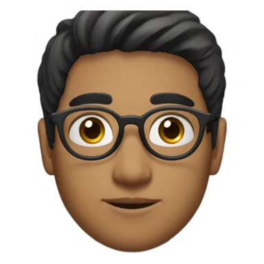 young indian guy with straight hair with round fully circular glasses black eyes black hair sticker