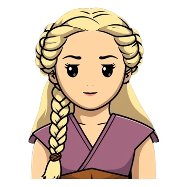 Daenerys Targaryen Game of Thrones character with blonde braided hair, chest up sticker