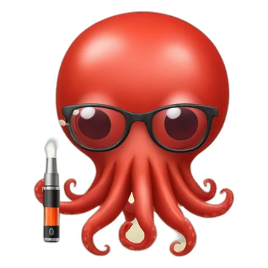 red squid with glasses and e-cigarette sticker
