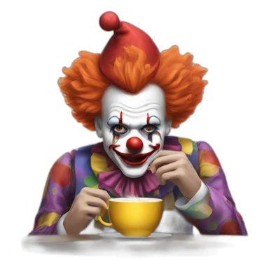 The clown drinks tea and smokes sticker