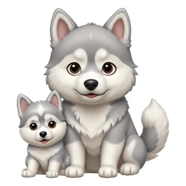 Small husky and a big white husky sticker