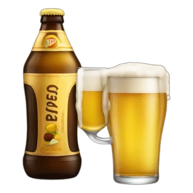 Garrafa de cerveja com copo e tira gosto sticker