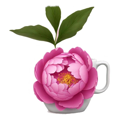 simple pink peony with a coffee mug sticker