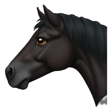Face of a totally black horse with dark brown eyes and the end of the mane slightly brown/reddish that we see from it left side profile  sticker