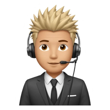 asian man headset suit face only spikey hair in front sticker