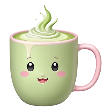 matcha latte in light pink mug  sticker