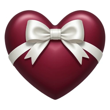 dark maroon heart with white bow sticker