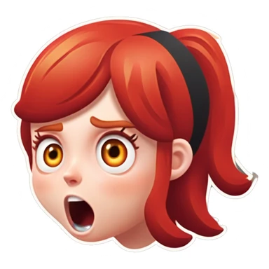 shocked white girl with long red red hair sticker