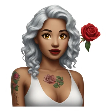 Hyper Realistic beautiful woman model with a small rose tattoo sticker