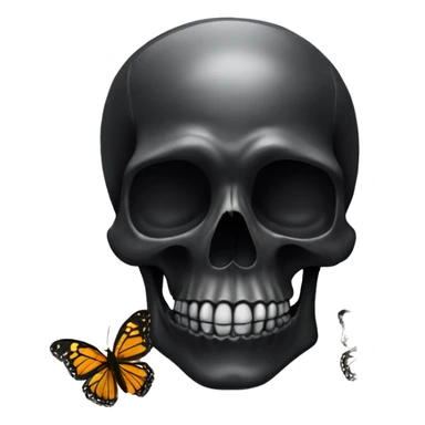black skull with butterfly sticker