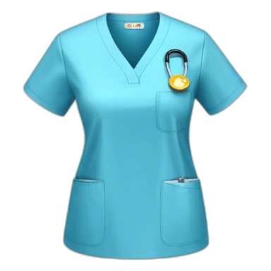 light blue scrub top for nurses with badge sticker