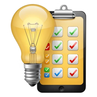 light bulb with a checklist sticker
