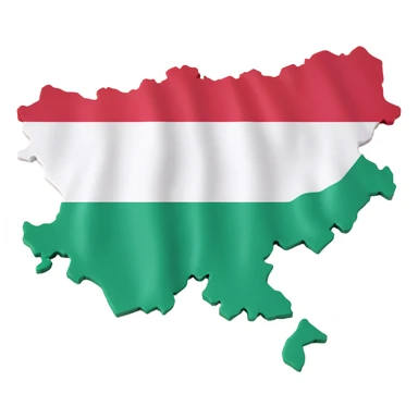 3D illustration of Hungary's map with the Hungarian flag colors clearly visible and vibrant on the terrain sticker