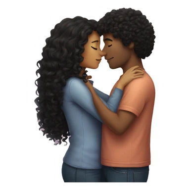 Curly haired couple kissing light with black hair sticker