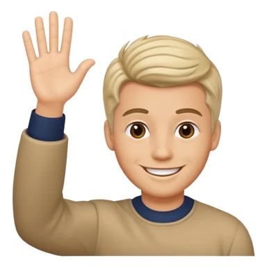 generate a emoji of man saying hii with normal skintone with some nice hair style sticker