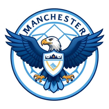 Manchester City logo, stylized eagle and football sticker