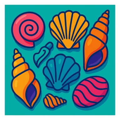 shells in vibrant toon style sticker