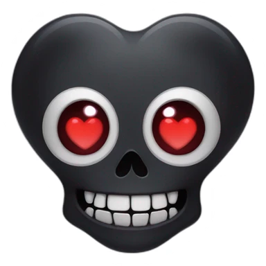 goth skull with heart eyes sticker