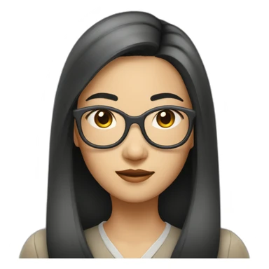 40's Asian woman with glasses and straight hair sticker