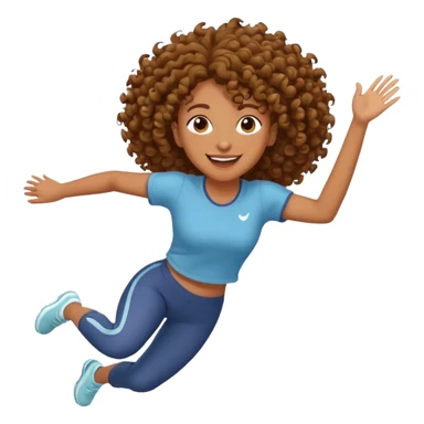 Treino de corrida mulher morena de cabelos cacheados caindo nas costas sticker