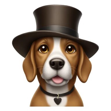 cute brown dog wearing a top hat sticker