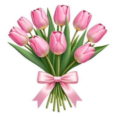 Pastel pink tulip bouquet with bow sticker