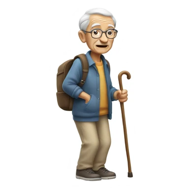 Old person with walking stick sticker