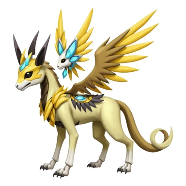 Colorful Skeletal masked armored Meloetta-Manectric-Solgaleo-Raikou-Pokémon-Digimon-Fakémon-fusion-hybrid-creature, full body sticker
