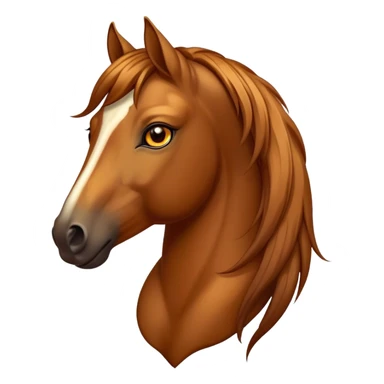 Cinematic Elegant Bay Horse Portrait Emoji, Head held high with a serene, majestic gaze, showcasing a magnificent bay fur with a rich, lustrous sheen, a flowing mane and tail, and radiant amber eyes that exude beauty and grace, Simplified yet majestically refined features, highly detailed, glowing with a soft, ethereal light, high shine, poised and breathtaking, stylized with an air of pure elegance, capturing the essence of a stunning and graceful steed, so beautiful it feels like it could gallop out of the screen with effortless charm! sticker