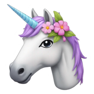 Licorne avec fleur dans la bouche sticker