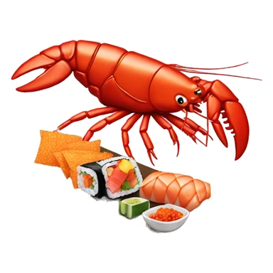 lobster eating sushi with doritos  sticker