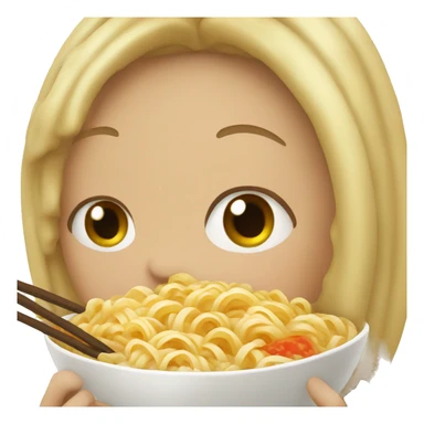 Girl eating big ramen  sticker