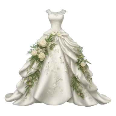 Hyper Realistic ornate 
Botanical Wedding dress displays sticker