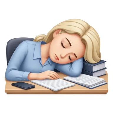 Exhausted office worker woman napping at desk sticker