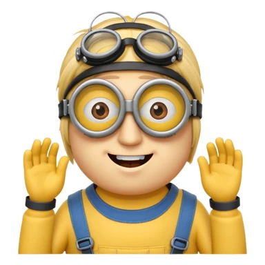 Minion emoji with a round head like normal emojis and a smurk like this emoji but a minion so basically that emoji with the goggles and the hair and not a funny head shape 😏 sticker