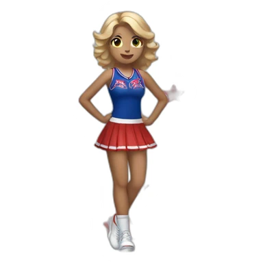 cheerleader wearing blue dress with red stars sticker