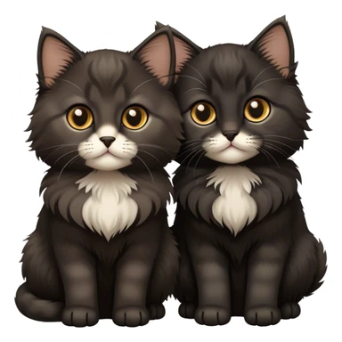 Two cute fluffy black Siberian kittens sticker