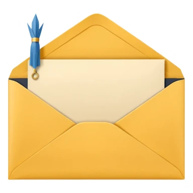A simple emoji-style icon of a yellow manila envelope, flat and minimal, with clean edges, subtle paper texture, and a small graduation 2017 logo on the front, conveying academic completion and archived records. sticker