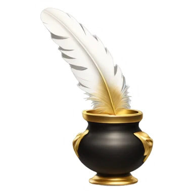 gold inkpot white feather sticker