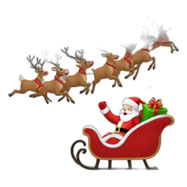 Santa Claus flies on a sleigh with reindeer sticker