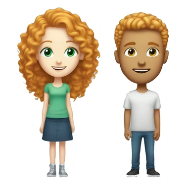 Ginger girl with blue green eyes and her taller boyfriend with light blonde short curly hair sticker