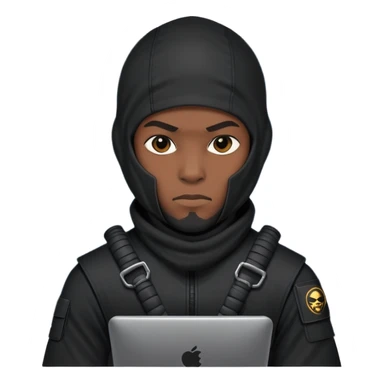 african-american mercenary black ninja hacker terminal command center sticker