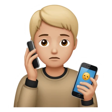 An face with mobile sad sticker