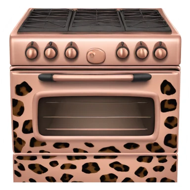 Realistic rose gold stove oven decorated in leopard print pattern. sticker